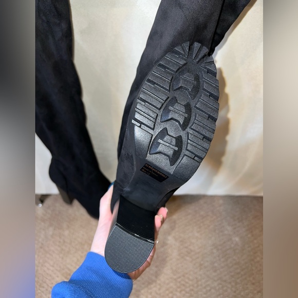 Over the knee black suede high heeled boots size 7.5 NEW - Picture 4 of 10